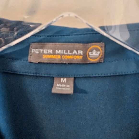 Peter Millar Summer Comfort Golf Tour Performance Dri Fit Polo Shirt Men's Teal - Picture 2 of 4